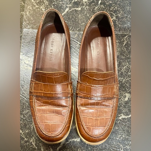 Jenni Kayne Brown Croc-Embossed Loafers - Picture 4 of 11